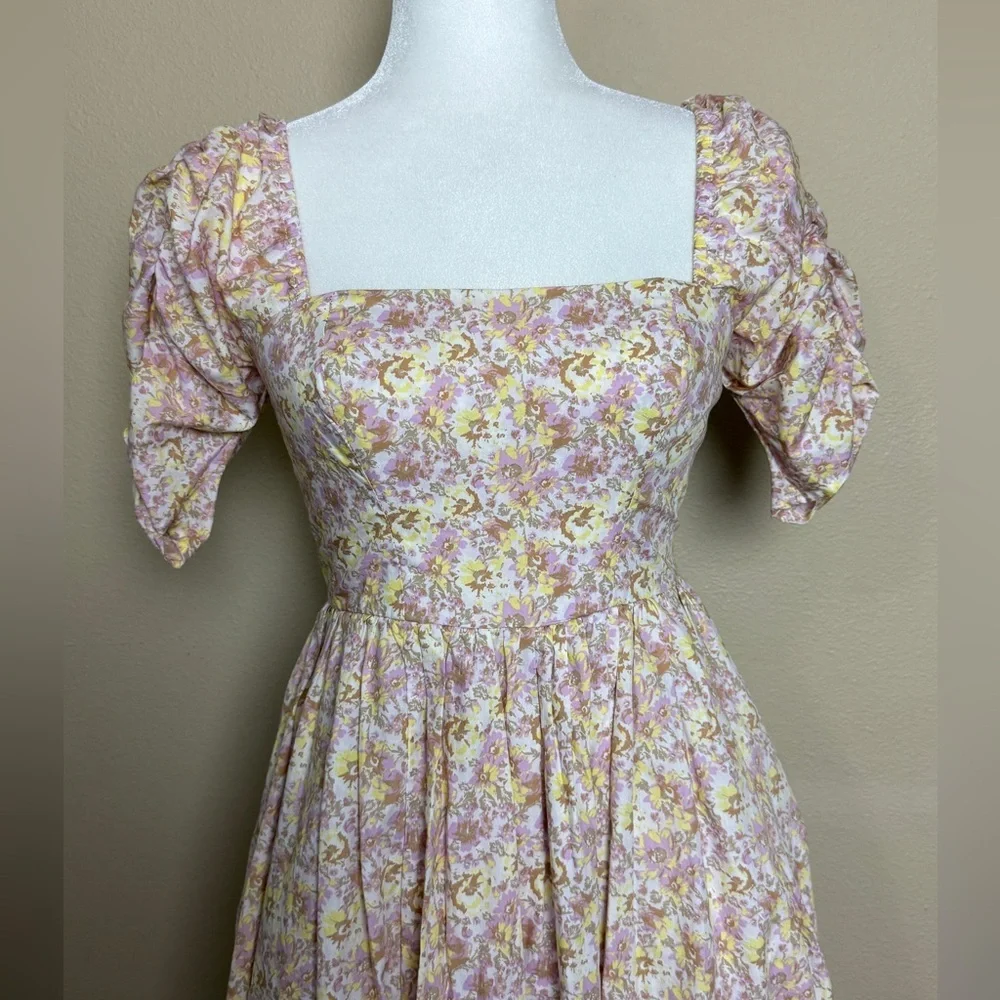 Free People She’s a Dream Floral Print Puff Sleeve Midi Dress Size 2 - Picture 6 of 15